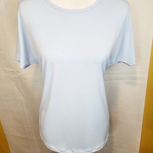 IMAN Global Chic Sky Blue Short Sleeve Top